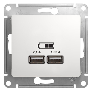 Розетка USB двойная серии GLOSSA от Schneider Electric, цвет белый