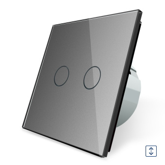 Двухклавишный сенсорный выключатель livolo для штор серого цвета