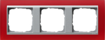 Gira 0213 92 Установочная рамка Gira Event Opaque Красный с промежуточной рамкой цвета &quot;алюминий&quot;