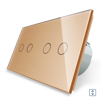 Четырёхклавишный сенсорный выключатель livolo для штор на 2 поста золотого цвета