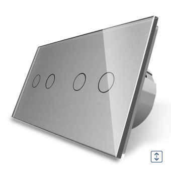 Четырёхклавишный сенсорный выключатель livolo для штор на 2 поста серого цвета