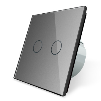 Двухклавишный сенсорный выключатель livolo серого цвета