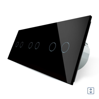 Шестиклавишный сенсорный выключатель livolo для штор на 3 поста чёрного цвета