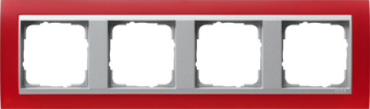 Gira 0214 92 Установочная рамка Gira Event Opaque Красный с промежуточной рамкой цвета &quot;алюминий&quot;