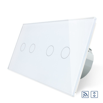Четырёхклавишный сенсорный выключатель livolo для штор с дистанционным управлением на 2 поста белого цвета