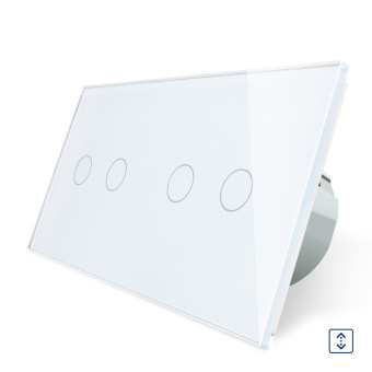 Четырёхклавишный сенсорный выключатель livolo для штор на 2 поста белого цвета
