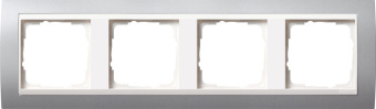 Gira 0214 326 Установочная рамка Gira Event Цвет &quot;алюминий&quot; с промежуточной рамкой белого глянцевого цвета