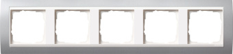 Gira 0215 326 Установочная рамка Gira Event Цвет &quot;алюминий&quot; с промежуточной рамкой белого глянцевого цвета