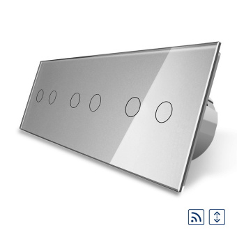 Шестиклавишный сенсорный выключатель livolo для штор с дистанционным управлением на 3 поста серого цвета