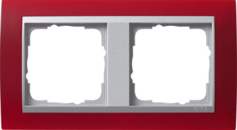 Gira 0212 92 Установочная рамка Gira Event Opaque Красный с промежуточной рамкой цвета &quot;алюминий&quot;