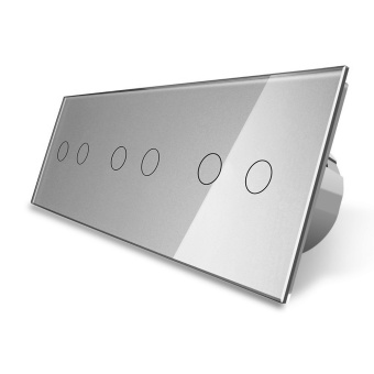 Шестиклавишный сенсорный выключатель livolo на 3 поста серого цвета