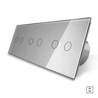 Шестиклавишный сенсорный выключатель livolo для штор на 3 поста серого цвета