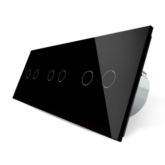 Шестиклавишный сенсорный выключатель livolo на 3 поста чёрного цвета