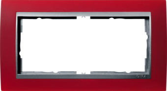Gira 1002 92 Установочная рамка Gira Event Opaque Красный с промежуточной рамкой цвета &quot;алюминий&quot;