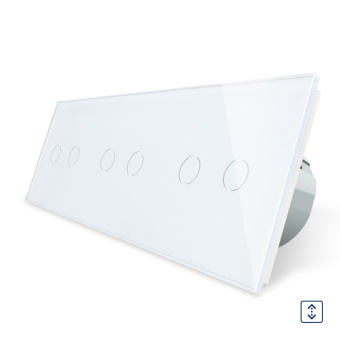 Шестиклавишный сенсорный выключатель livolo для штор на 3 поста белого цвета
