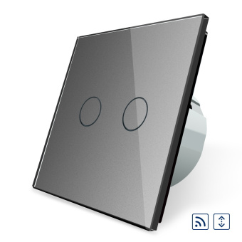 Двухклавишный сенсорный выключатель livolo для штор с дистанционным управлением серого цвета